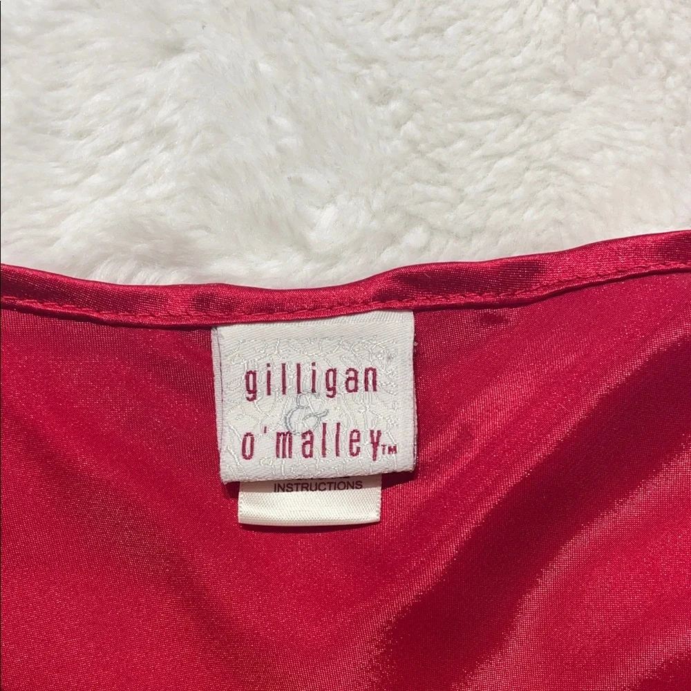 Gilligan & O'Malley Red Satin Chemise with Lace